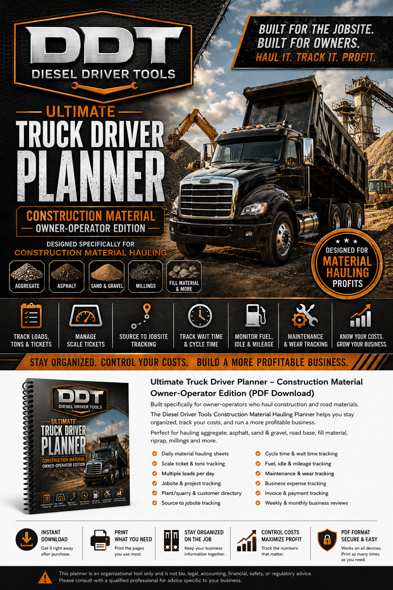 Ultimate Truck Driver Planner — Construction Material Hauling Owner-Operator Edition